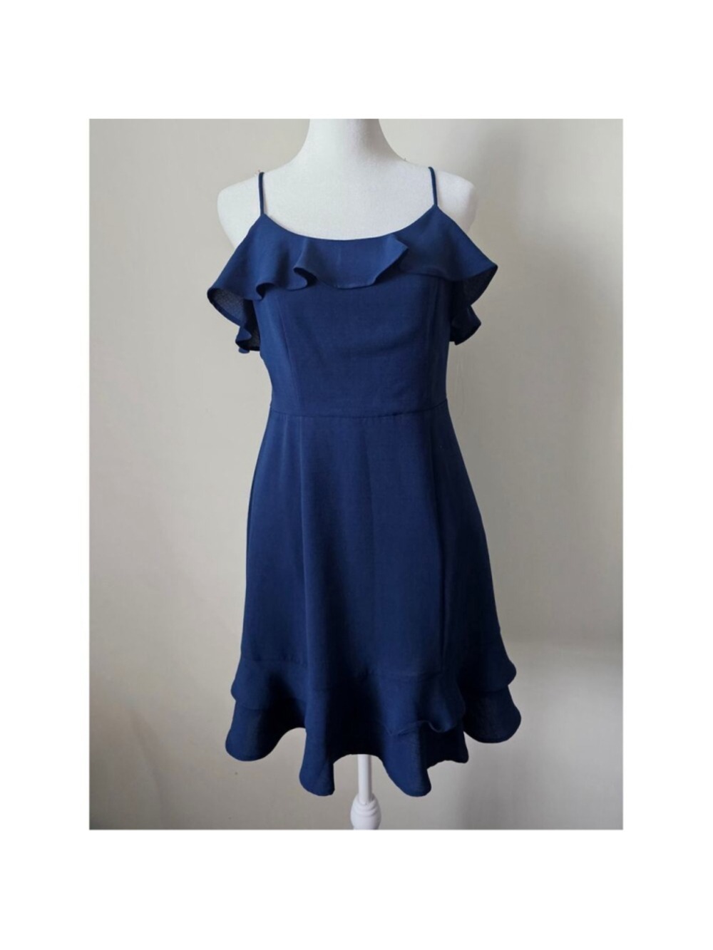 Altar'd State Navy Blue Spaghetti Strap Ruffle Mini Dress Size M